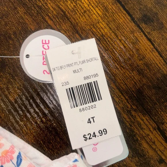 Little Lass 4t girl’s 2 piece short floral overalls outfit NWT - Picture 7 of 7